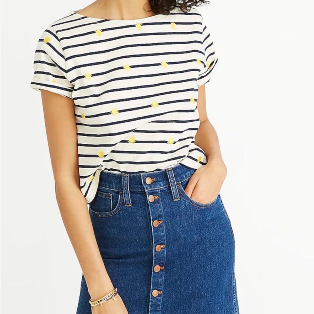 Madewell-Stretch Denim Straight Mini Skirt in Arroyo Wash: Button-Front Edition